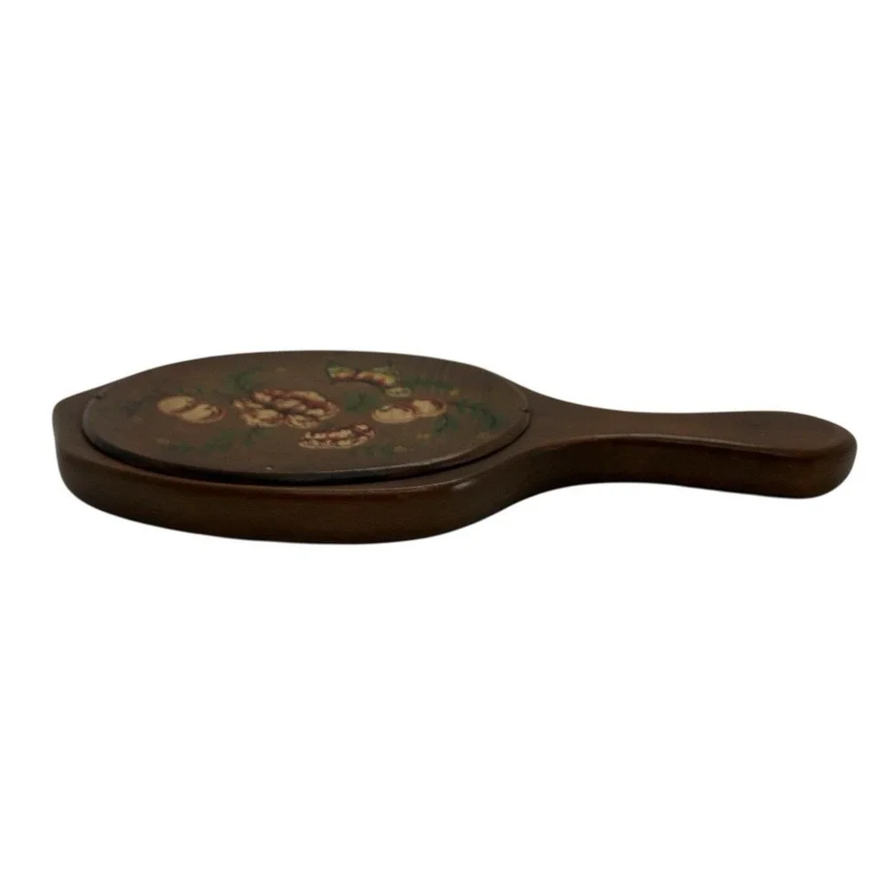 Vintage‎ Handheld Mirror Wooden Hand Painted Cottagecore Shabby Chic Butterfly